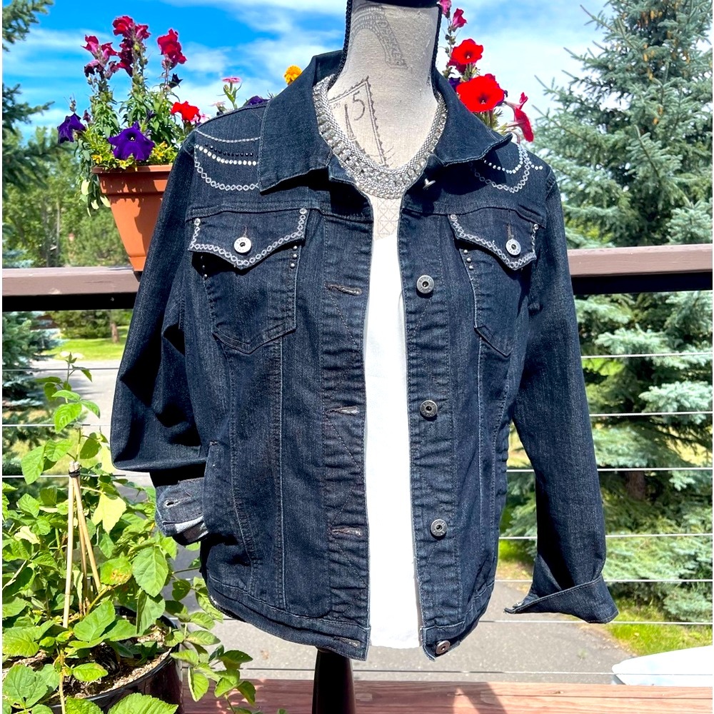 ETHYL - Embellished dark denim jacket - Picture 2 of 6